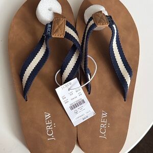 J. Crew Tan and Navy Flip Flops